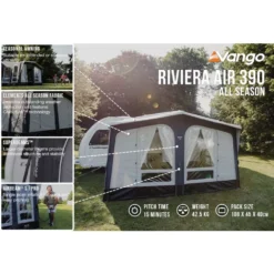 Aufblasbares Vorzelt Vango Riviera Air 390 Elements All Season -Campingmöbel Store baumwoll mischgewebe airbeam vango riviera air 390 elements all season aufblasbares wohnwagenzelt womozelt 1000 7 24098