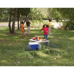 Campingtisch Mit Bank Coleman Pack-Away Table For 4 -Campingmöbel Store campingtisch coleman pack away table for 4 sitzgruppe picknicktisch 4 12628