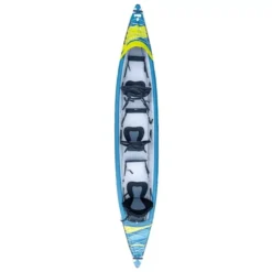 Aufblasbares Kajak Tahe Kayak Air Breeze Full HP3 -Campingmöbel Store draufsicht tahe kayak air breeze full hp3 kajak blaues gelbes aufblasbares von oben drei personen erwachsene familienkajak 1000 2 22479